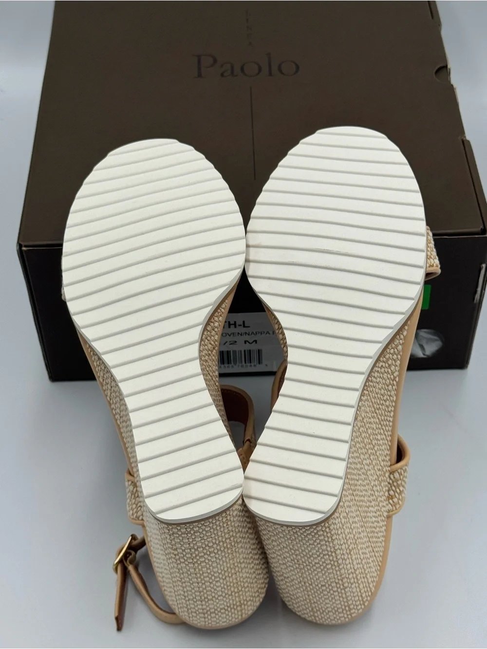 Linea Paolo Edith-L Women’s Raffia Wedge Sandals Natural Beige Size 9.5